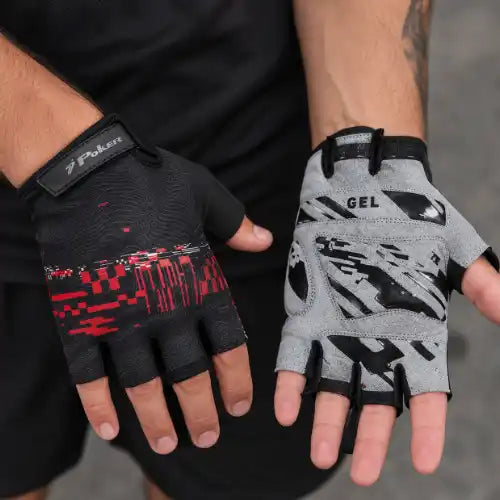 Luva_Bike_Poker_Antishock_Energy_Dedo_Curto_Vermelho