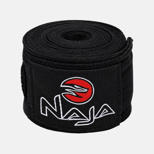 Kit Luva de Boxe e Muay Thai Naja Black Line Dourada