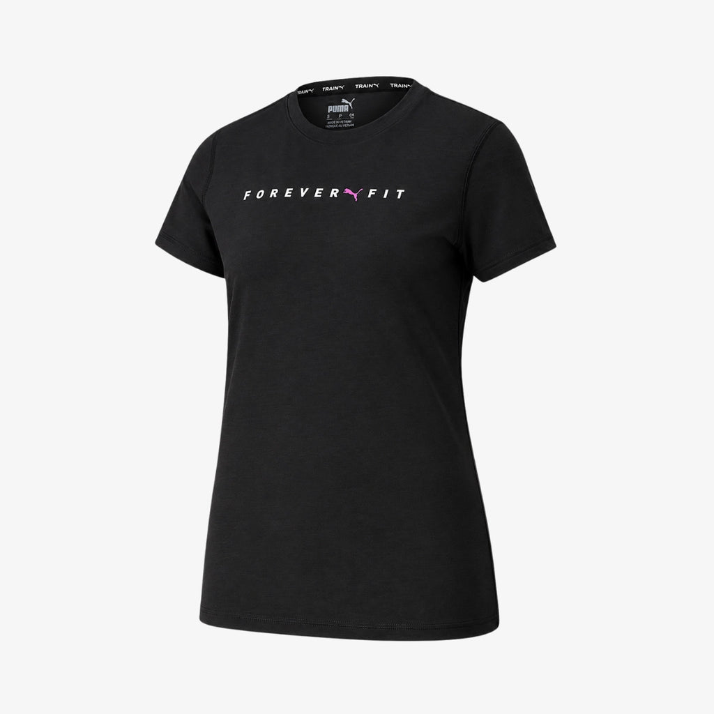 Camiseta_Casual_Puma_Feminina_Graphic_Forever_It_Preta