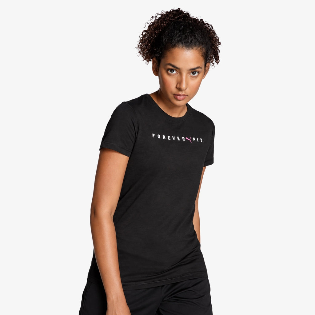 Camiseta_Casual_Puma_Feminina_Graphic_Forever_It_Preta