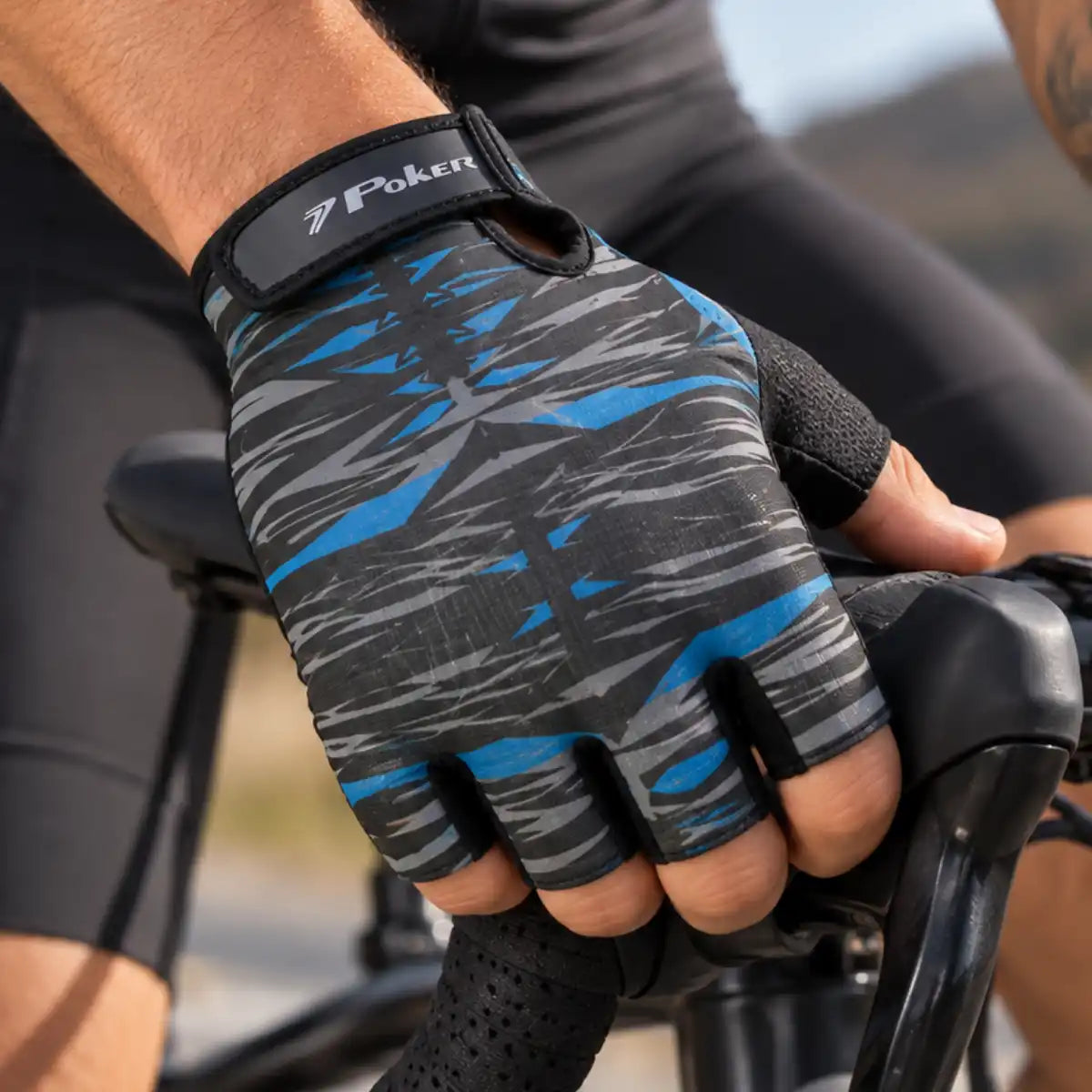 Luva_Bike_Poker_Antishock_Energy_Dedo_Curto_Cinza