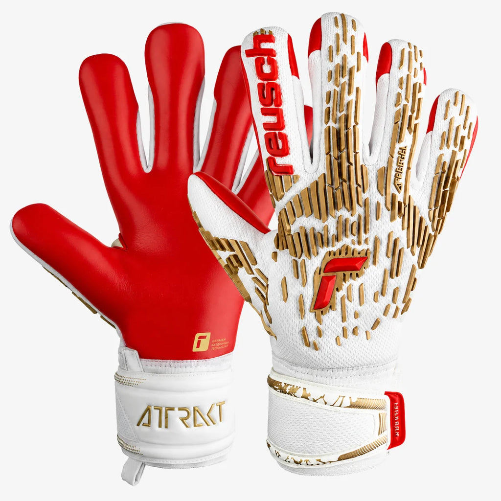 Luva De Goleiro Reusch Attrakt Freegel Silver Branco/Vermelho