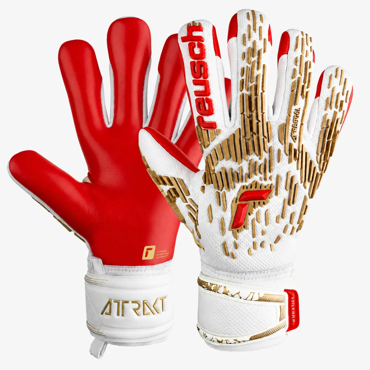 Luva De Goleiro Reusch Attrakt Freegel Silver Branco/Vermelho